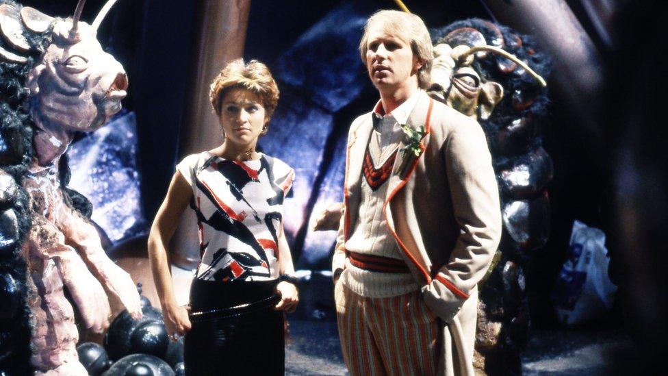 Janet Fielding as Tegan and Peter Davison as The Doctor in 1984