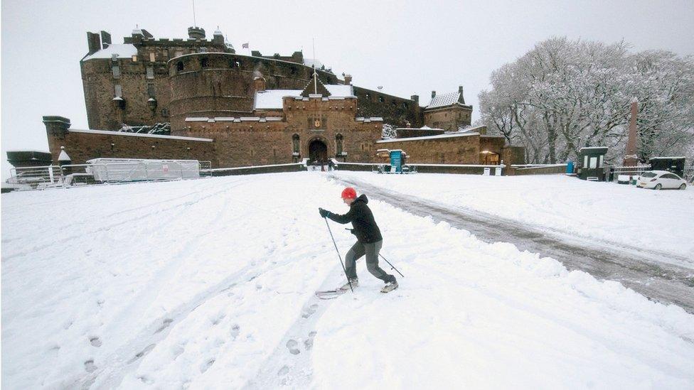 Skier at Edinburgh Castle