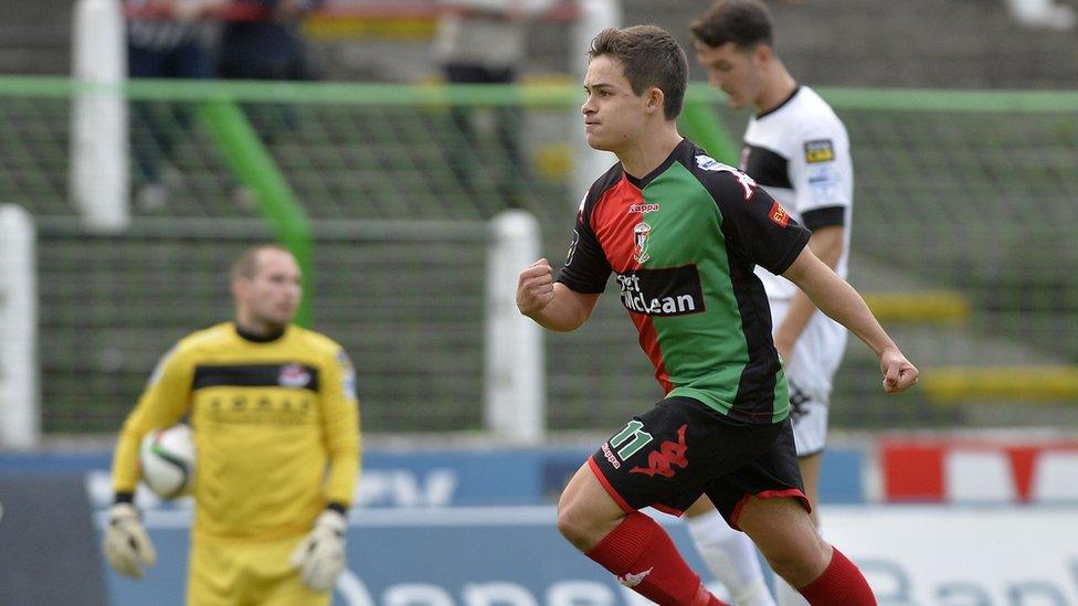 Jordan Stewart scores for Glentoran in a 2-2 draw at the Oval which leaves the Crues with just one point from two games