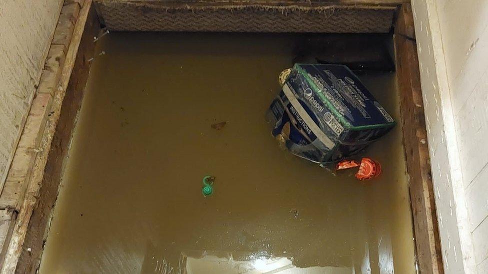 Flooded entrance to the cellar