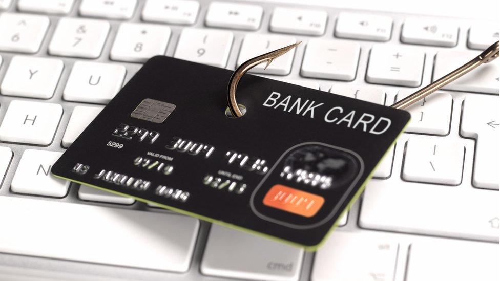 Credit card on keyboard