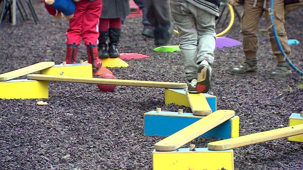 Children in a nursery playground