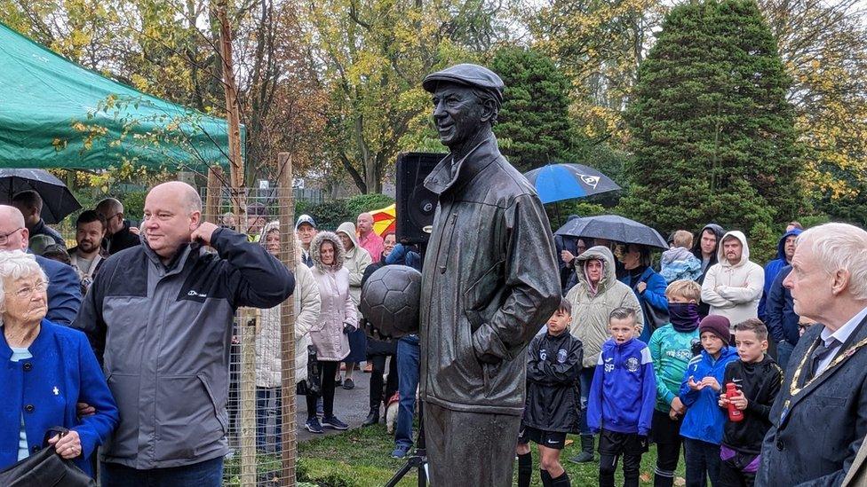 The new statue of Jack Charlton in Hirst Park, Ashington