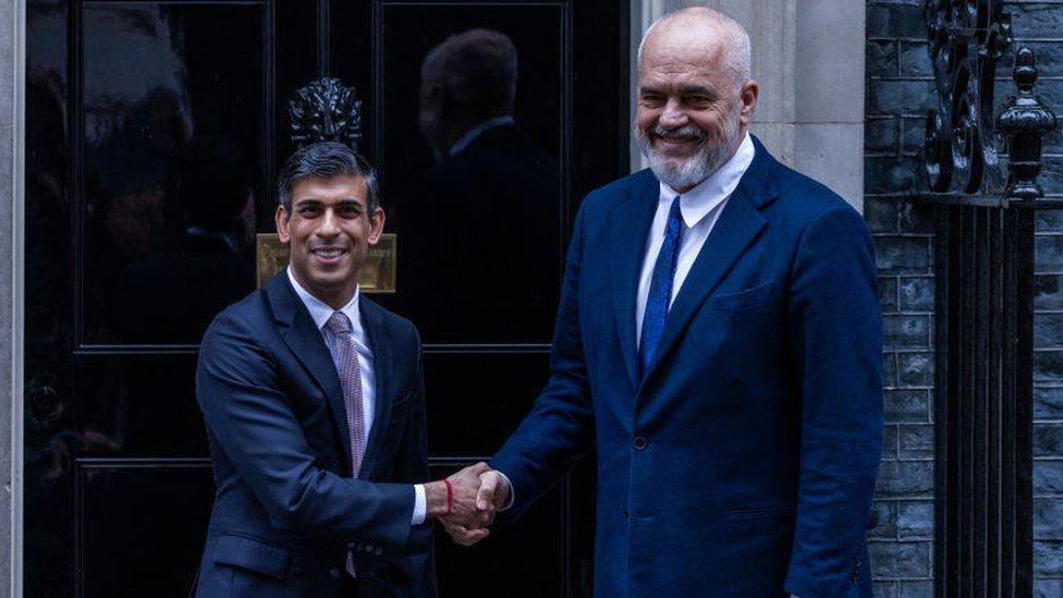 Rishi Sunak (left) meets Edi Rama (right) at 10 Downing Street