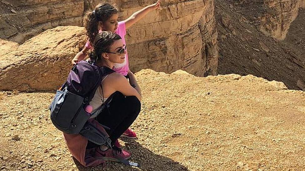 Bethany Alhaidari with her daughter in Saudi Arabia.