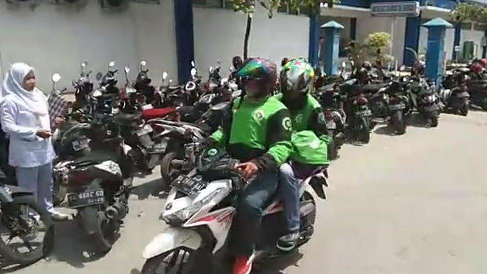 The motorcyclists leaving the hospital