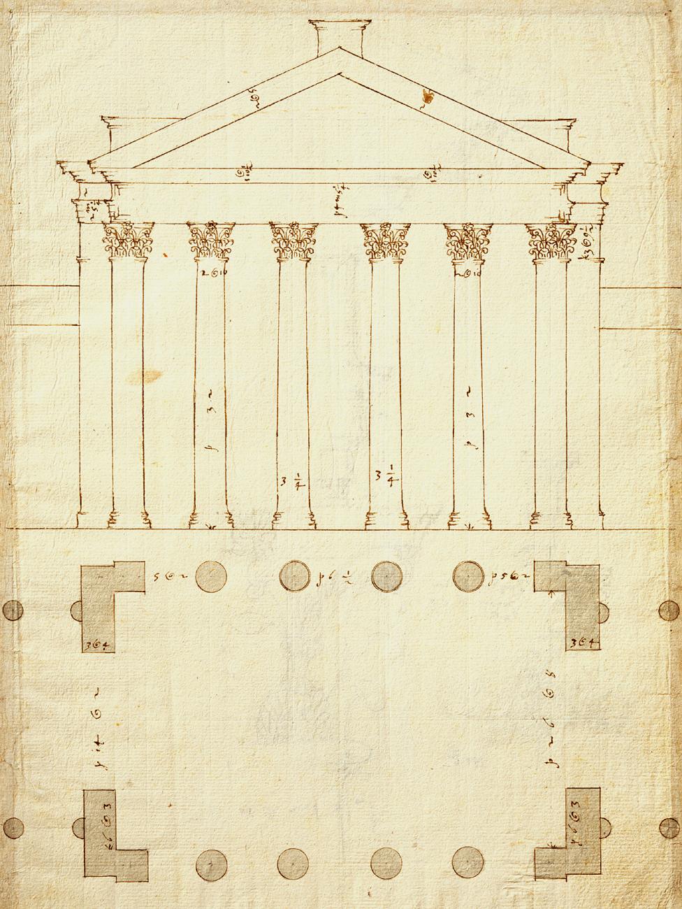 Conjectural reconstruction of the Portico of Octavia, Rome - by Andrea Palladio, circa 1560s