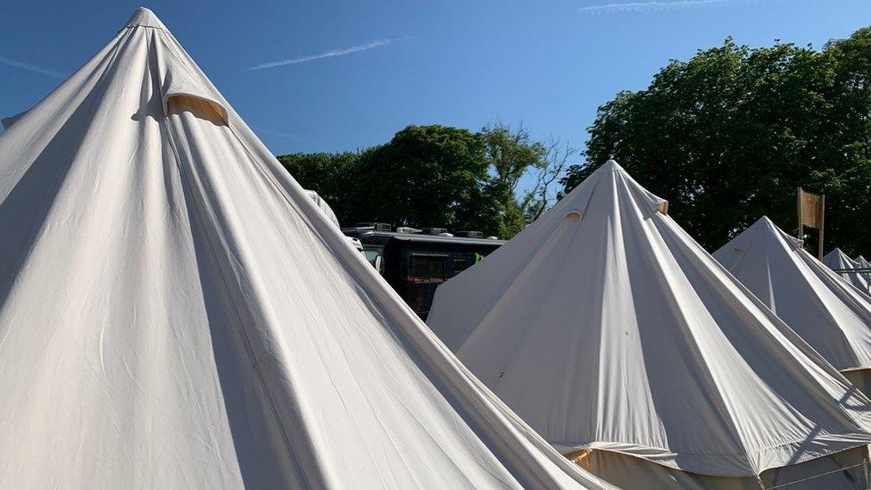 Tents at TT fan park 2023