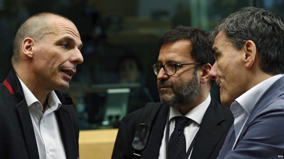 Greek Finance Minister Yanis Varoufakis at the start of the Eurogroup meeting at the European Council in Brussels, Belgium, 24 June 2015.