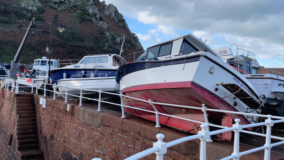 Damaged boats at Bonne Nuit Harbour