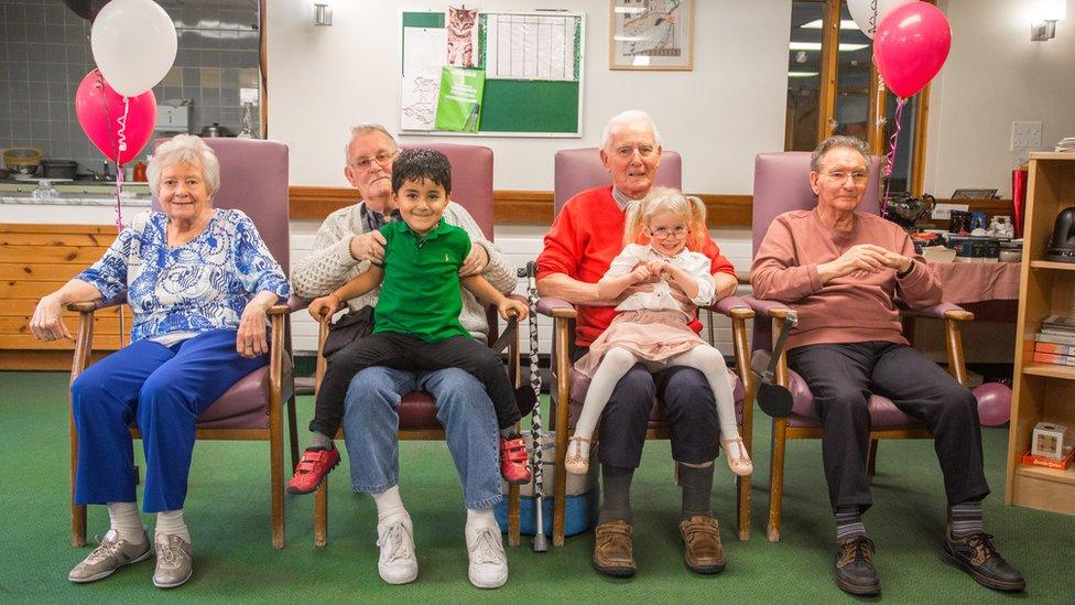 Mo, David, Arji, David, Peyton, Peter at the day centre in Colwyn Bay