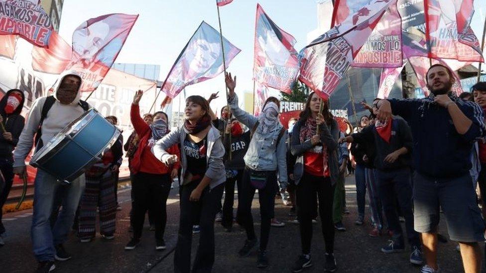 Protestors during nationwide strike, Buenos Aires 6 April 2017