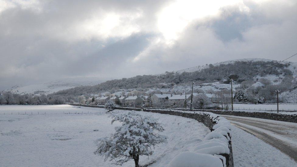 Snow around Nantlle and Talysarn area of Gwynedd