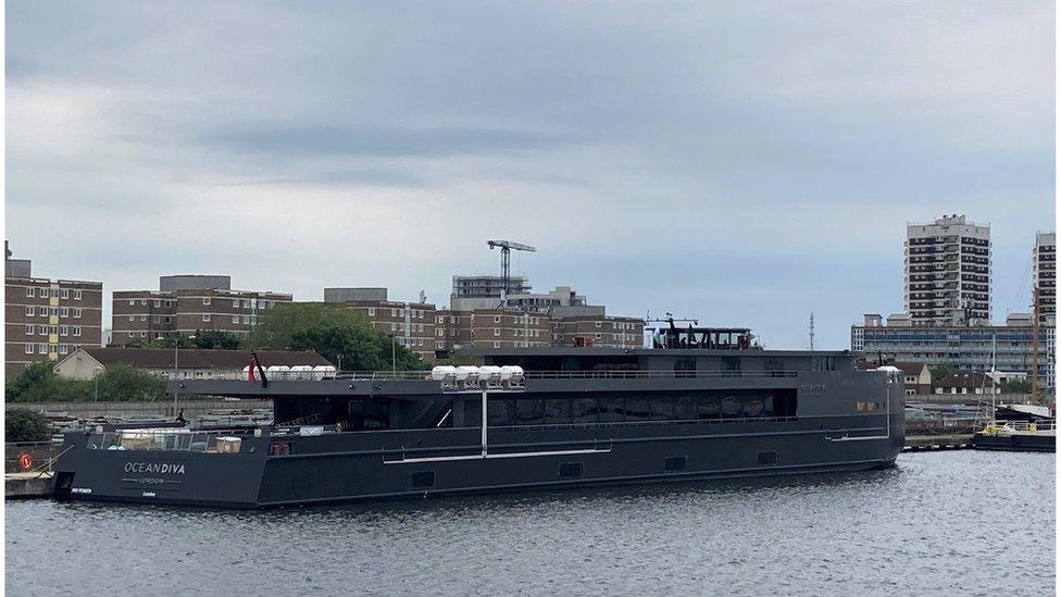 Oceandiva moored at the Royal Docks in Newham