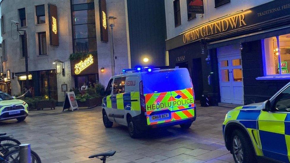 Police in Church Street, Cardiff