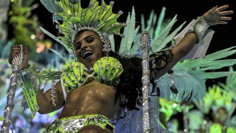 A reveller from Mocidade Independente de Padre Miguel, Rio 2017 samba parade