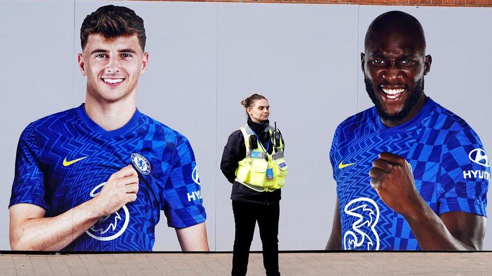 Security outside Stamford Bridge stadium