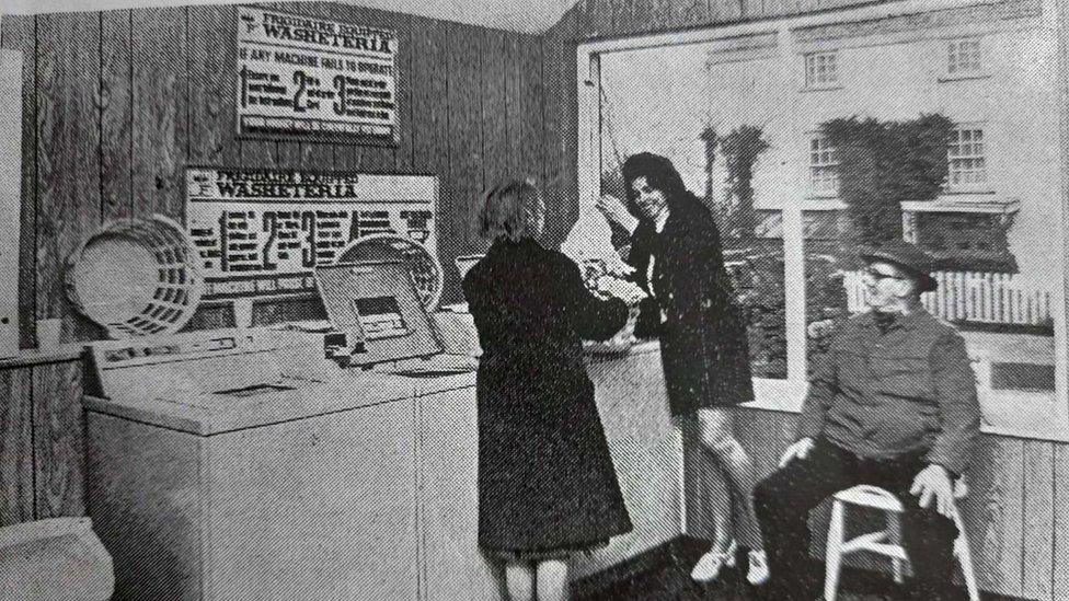 Luke's grandmother working at the laundrette that she ran from the back of her house in Caerwent for over five decades