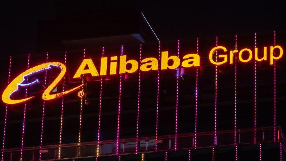 Alibaba sign on headquarters in Shenzhen