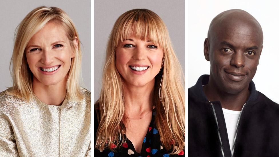 Left-right: Jo Whiley, Sara Cox and Trevor Nelson