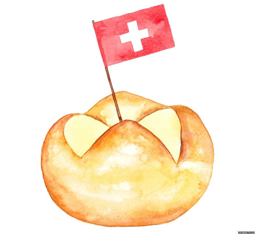 A Swiss flag in a bread bun