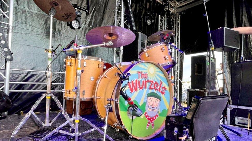 A drumkit of The Wurzels