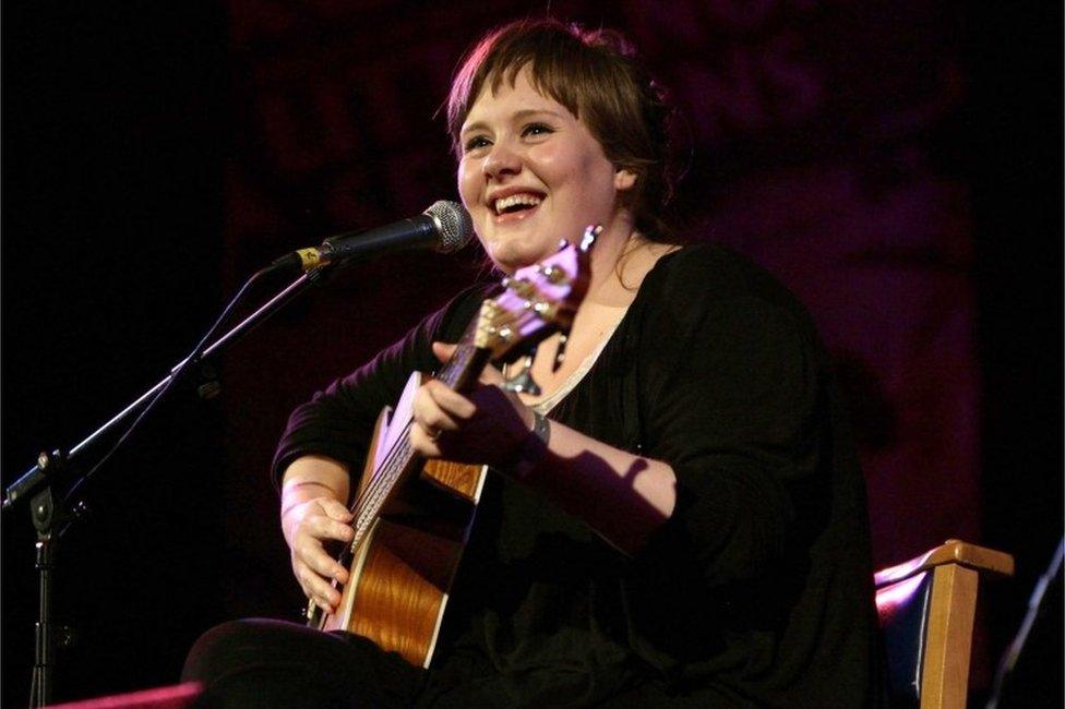 Adele performing at the Union Chapel