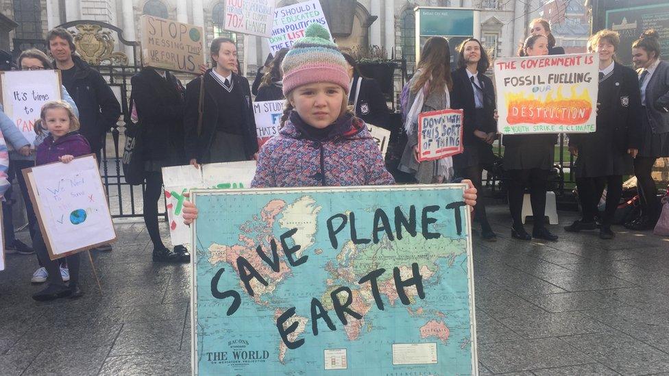 Young children joined students at the rally