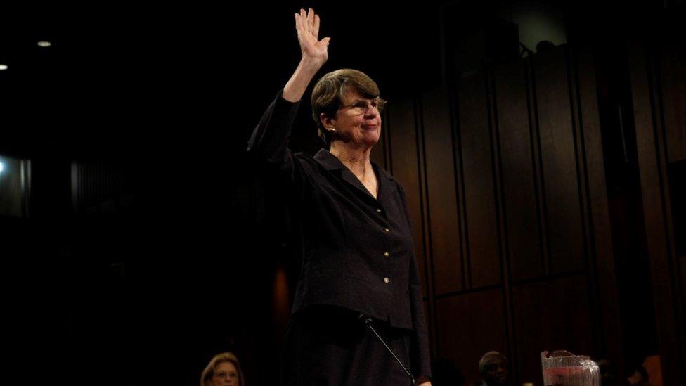 Reno testifying at a hearing about terroism