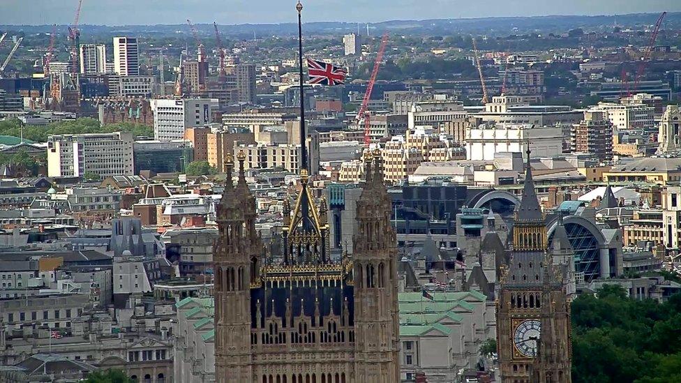 Parliament's flag was flying at half mast