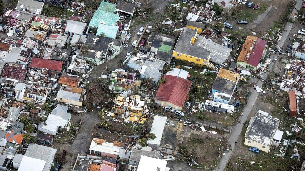 Aerial picture showing Hurricane Irma damage