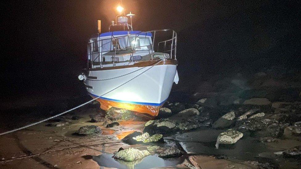 Boat on rocks