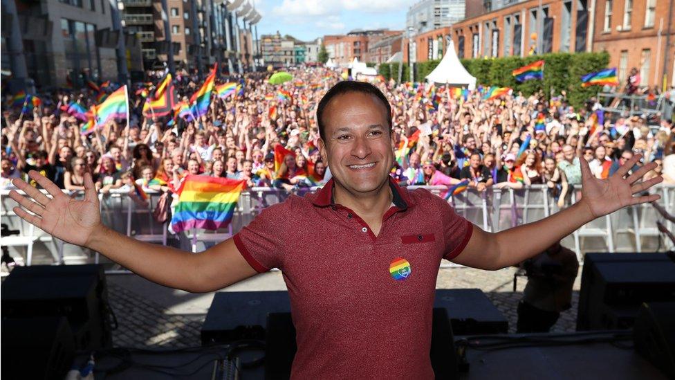 Leo Varadkar on stage at Pride festival