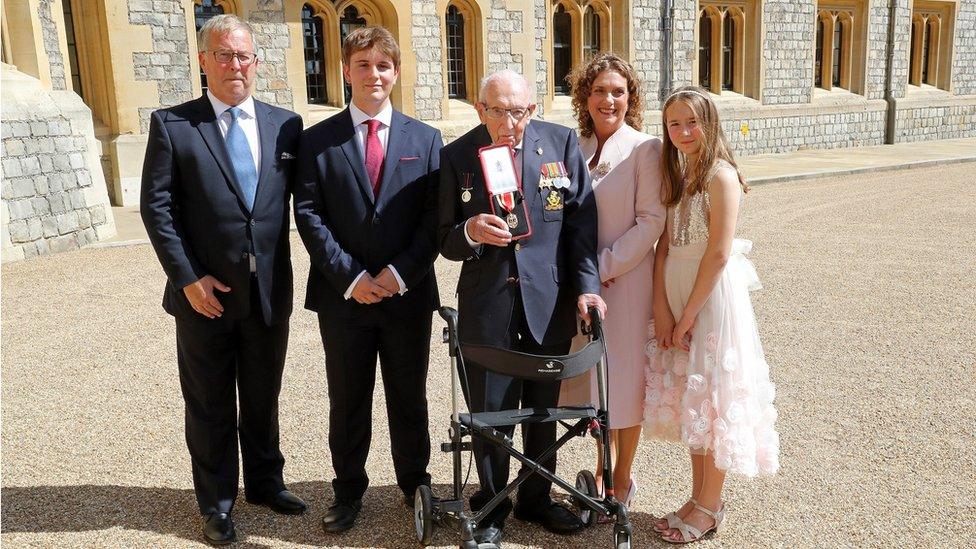 Captain Tom Moore and his family