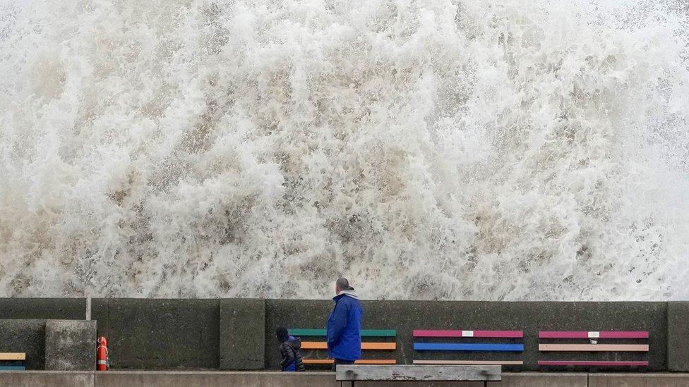 Sea wall at New Brighton, Merseyside