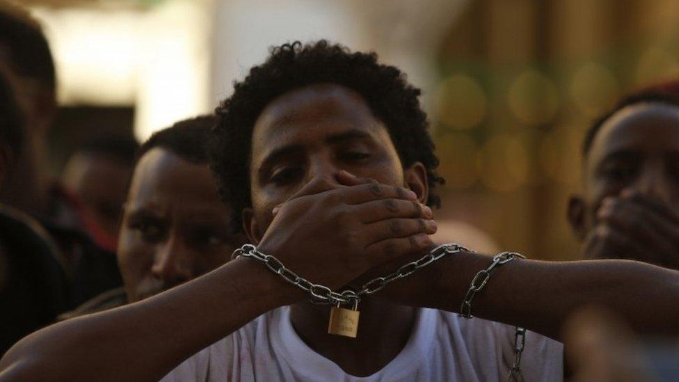 Oromo protester in Malta