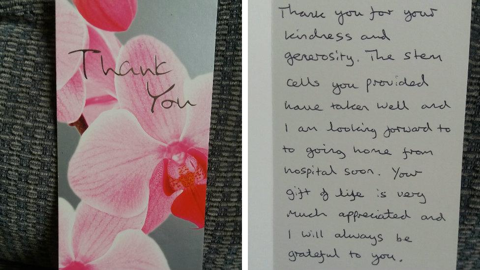 Thank you card sent by Gary to Karen