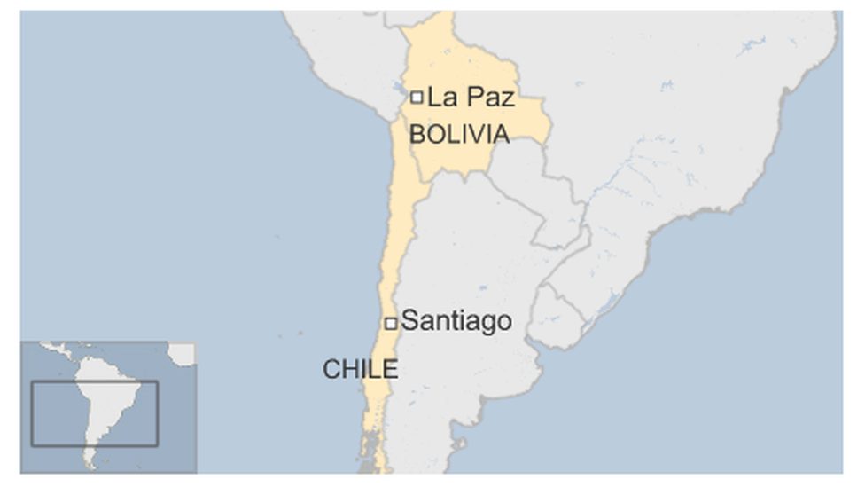 Map of Chile and Bolivia