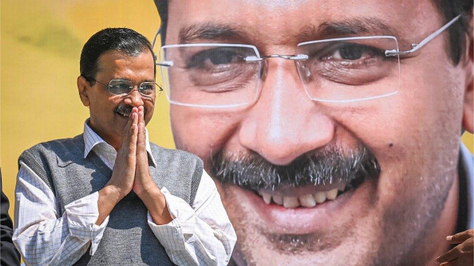 Delhi Chief Minister Arvind Kejriwal, during the launch of their election campaign for upcoming Lok Sabha Elections, at AAP Party Headquarters on March 8, 2024 in New Delhi, India