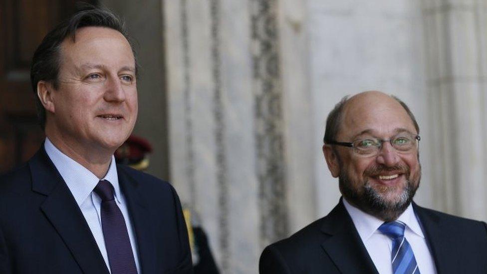 David Cameron with European Parliament President Martin Schulz