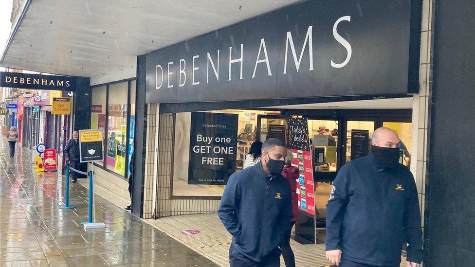 Rainy last day of shopping at Debenhams, Northampton