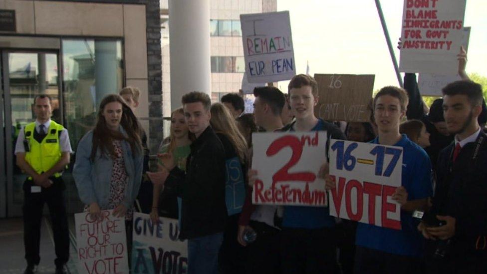 Students protesting the EU referendum result