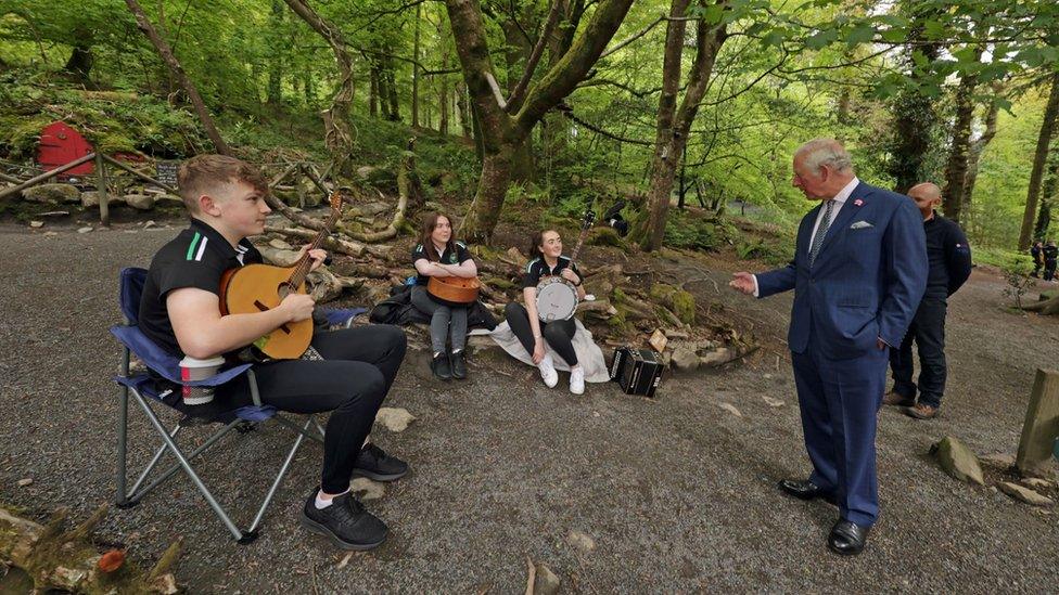 Traditional musicians performed for the prince in Slieve Gullion Forest Park