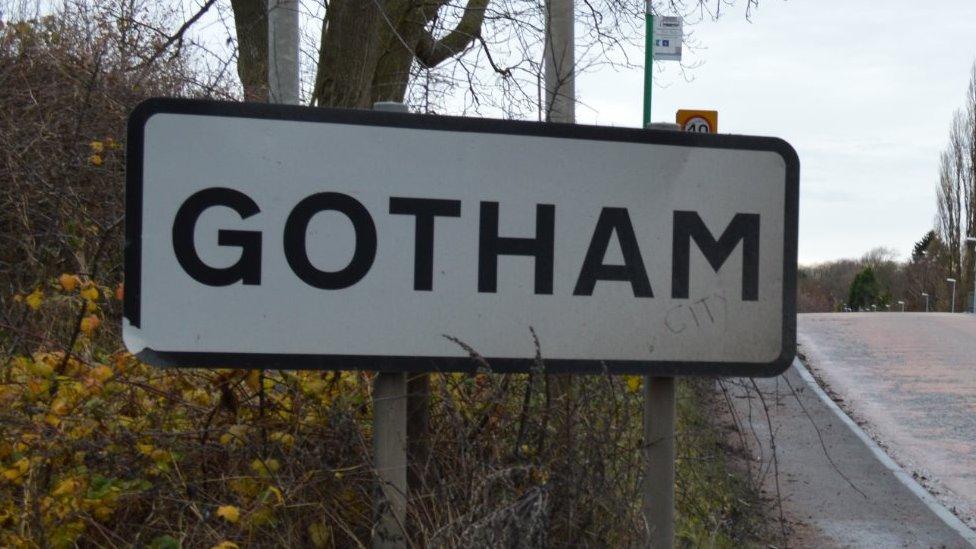 Gotham sign in Nottinghamshire