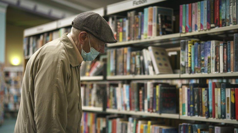 Man in a library