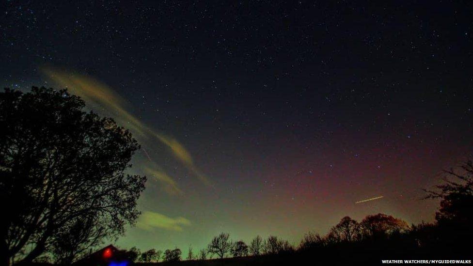 The aurora was visible as far south as Cheshire. Weather Watcher 'myguidedwalks' in Macclesfield captured this picture of a glowing sky.