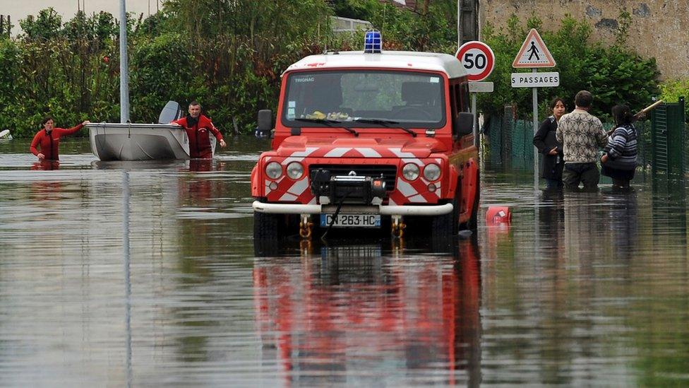 Some of the worst flooding was seen in the Loire town of Montargis (1 June)