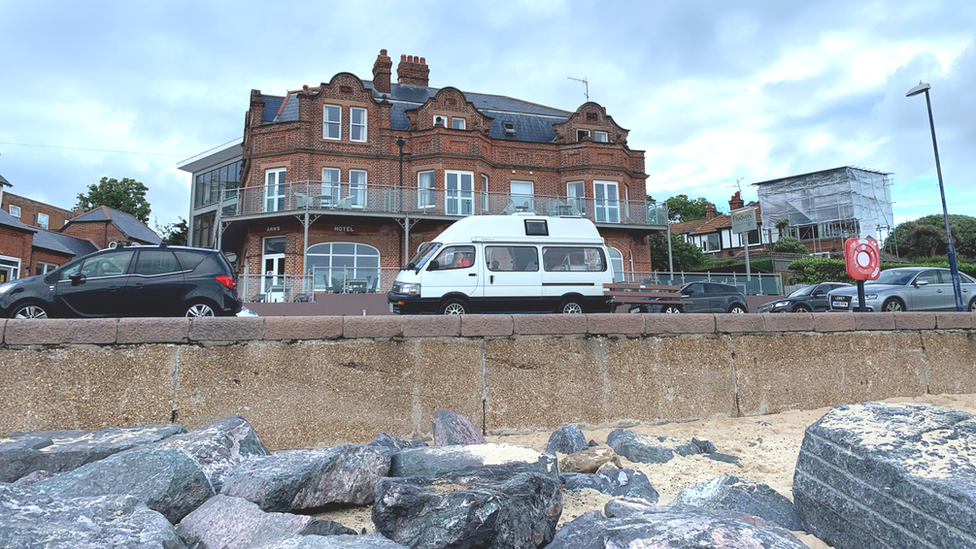 Van outside the Fludyers Arms in Felixstowe