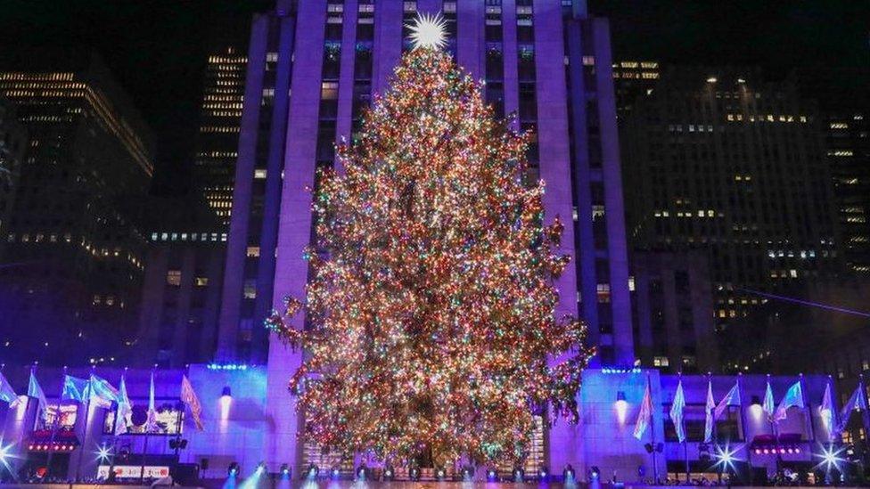 Christmas tree outside Rockefeller Center in New York