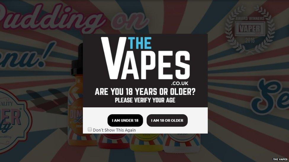 A screen grab of The Vapes website